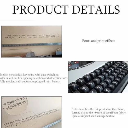 Máquina de escribir retro, máquina de escribir mecánica inglesa, máquina de escribir manual portátil tradicional antigua, acabado vintage, máquinas de escribir antiguas para notas, cartas o