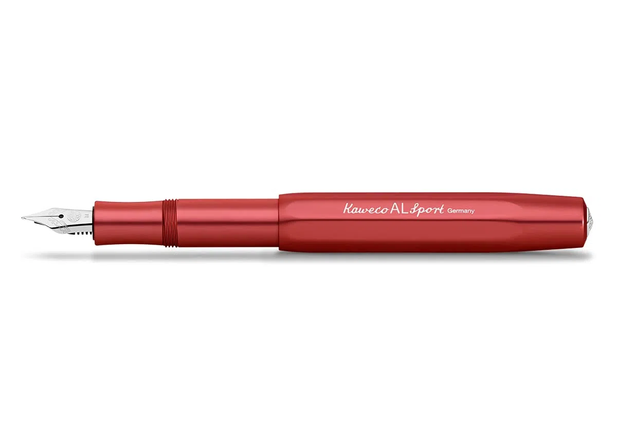 Kaweco Al Sport 10001565 - Pluma estilográfica (plumín de acero con grosor extra ancho, longitud 13 cm), color rojo oscuro y rojo