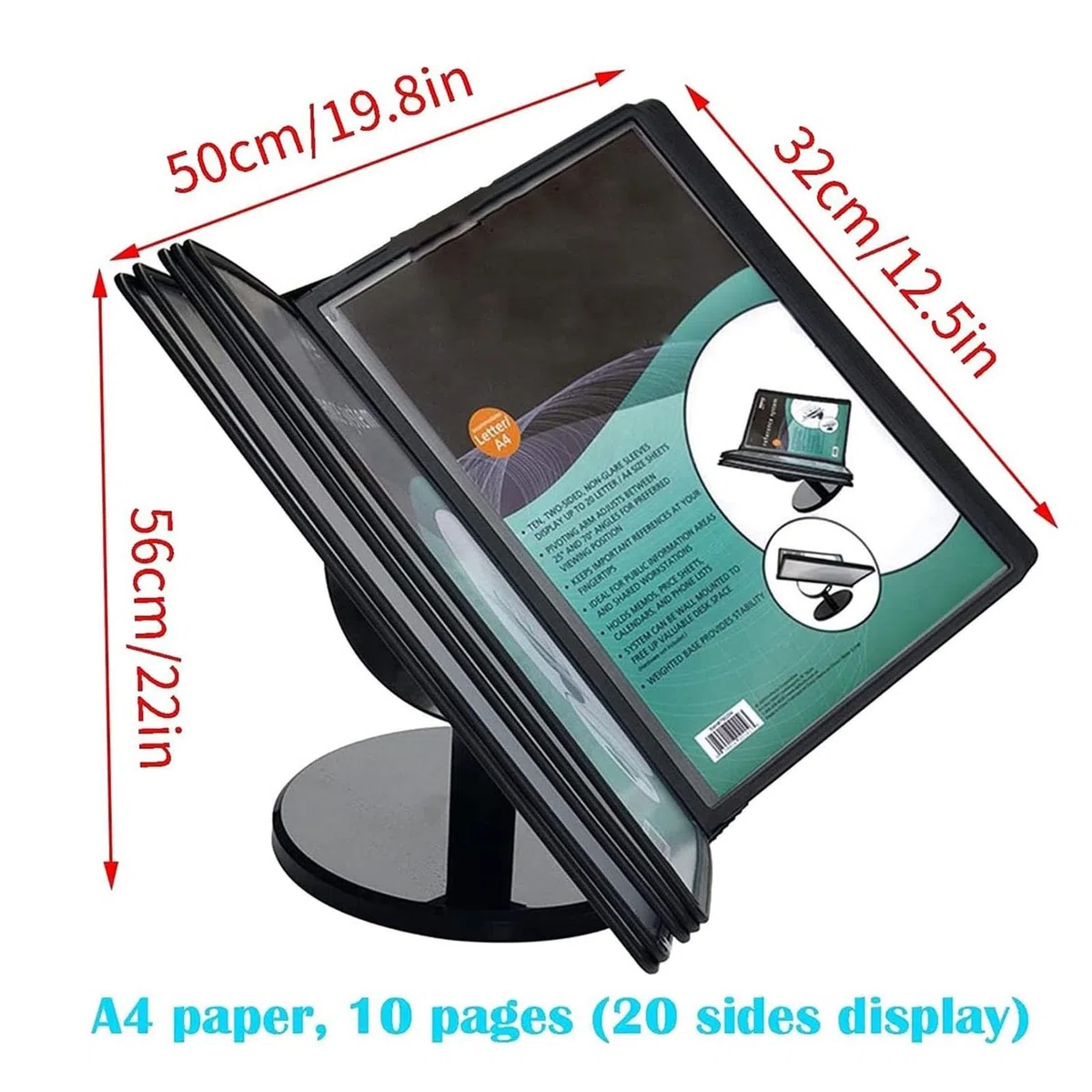 Organizador de referencia for documentos escritorio con 10 carpetas, tamaño carta, soporte for pasar páginas A4, for oficina, restaurante, hotel, exhibición y almacenamiento