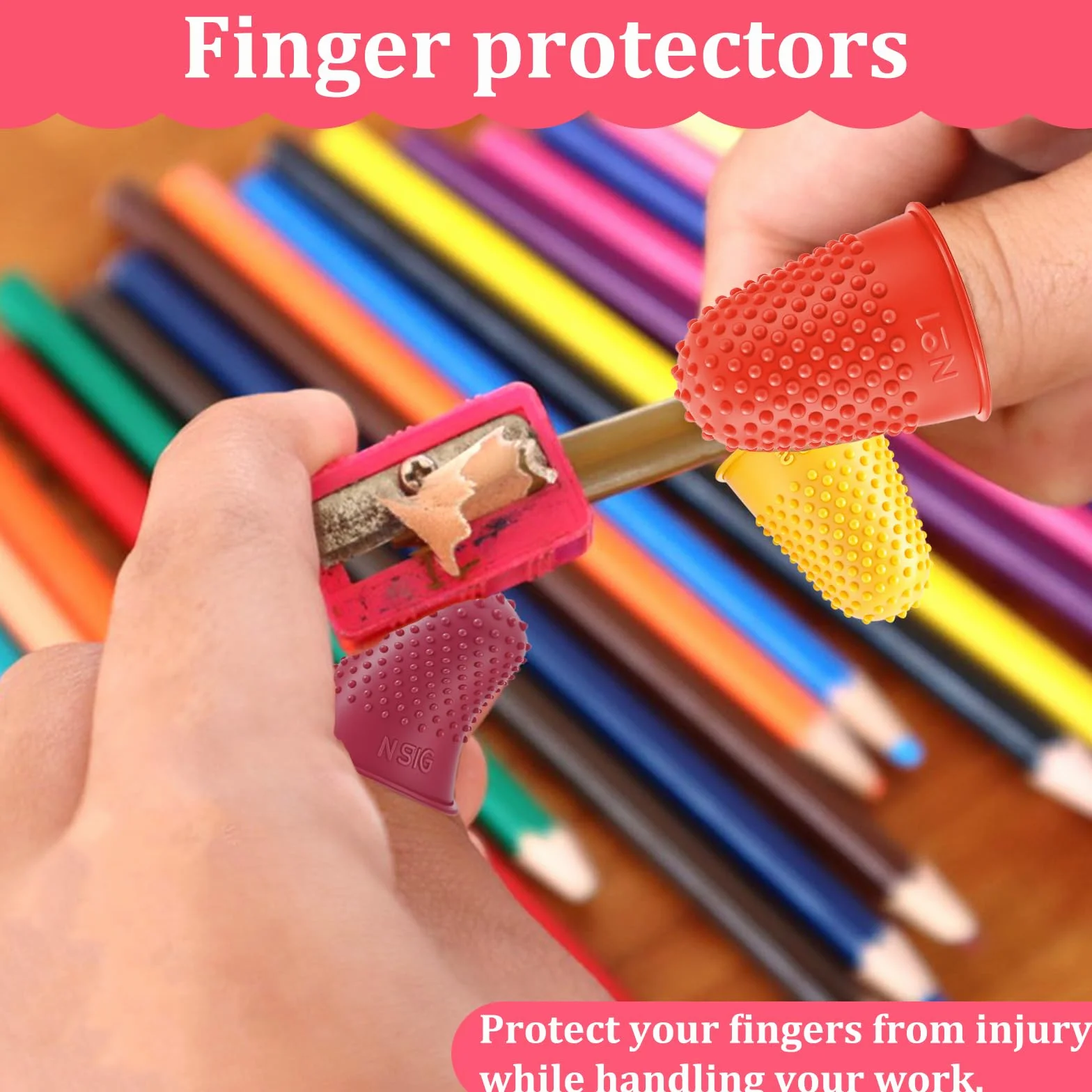 5 protectores de dedos de goma de silicona para dedos calientes, dedales de goma gruesos, reutilizables, para contar dinero, clasificar, escribir, clasificar en 5 tamaños y colores