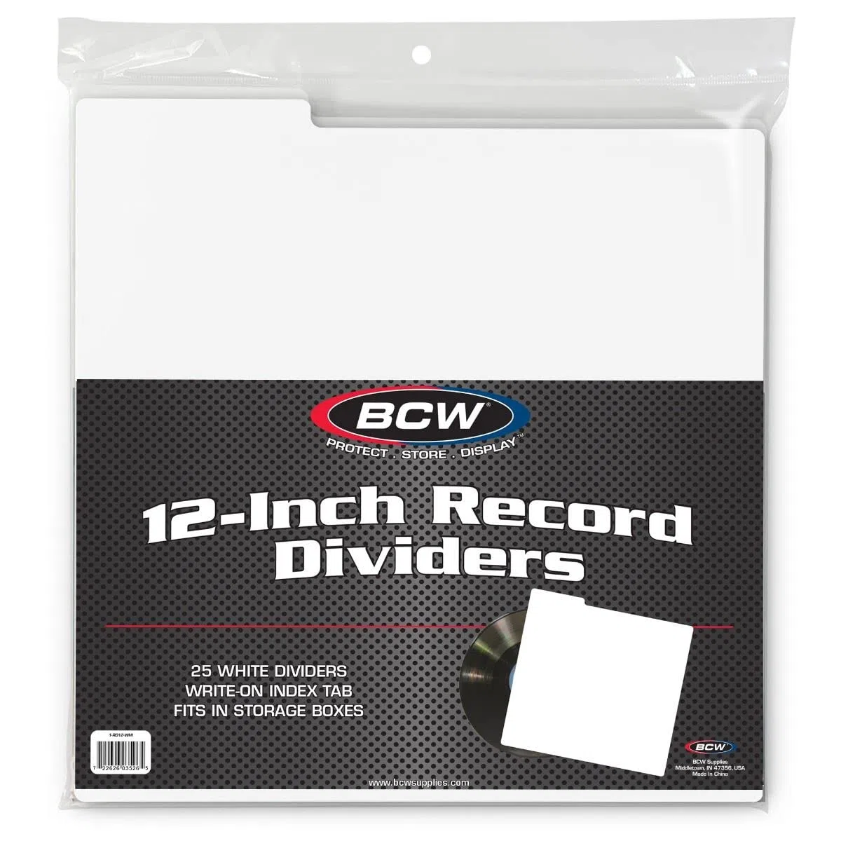 BCW 25CT 30cm RECORD DIVIDERS - WHITE