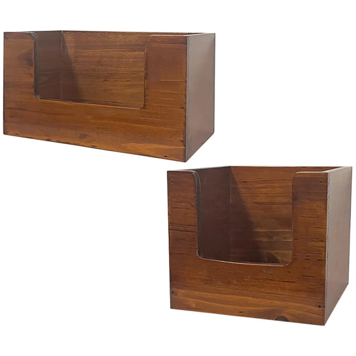 KICHOUSE Caja de Almacenamiento de Cosméticos y Optimización de Espacio de Madera Resistente a Rayaduras Diseño Simple Pack de 2 Unidades para Escritorio para Uso Hogar