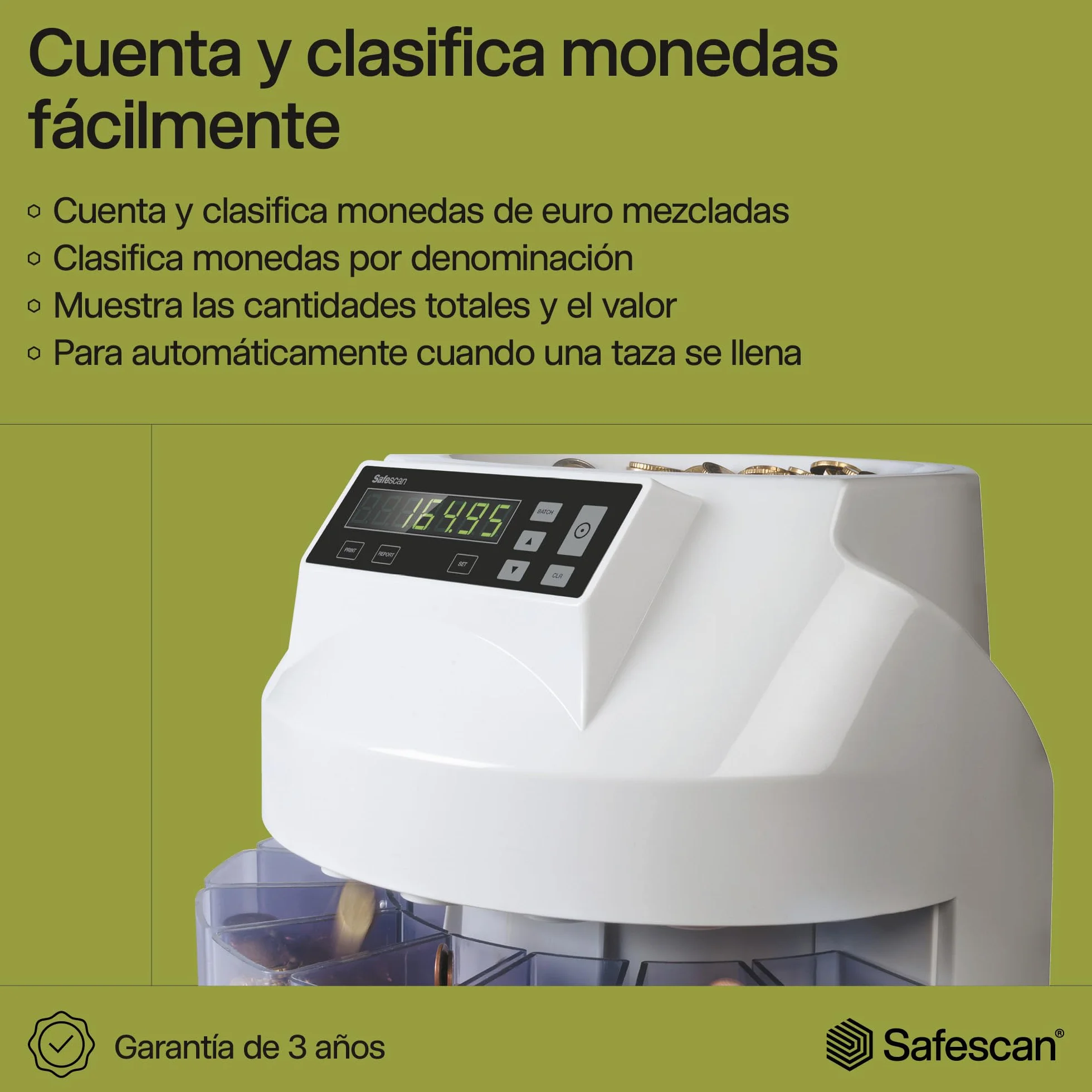 Safescan 1250 Contadora de monedas clasificadora cuenta valor monedas euro