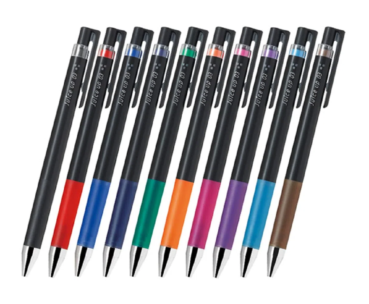Pilot 05 Bolígrafo de gel retráctil de 0,5 mm, punta extra fina, set de 10 colores (LJP-20S5-10C) con adhesivo Kanji LOVE