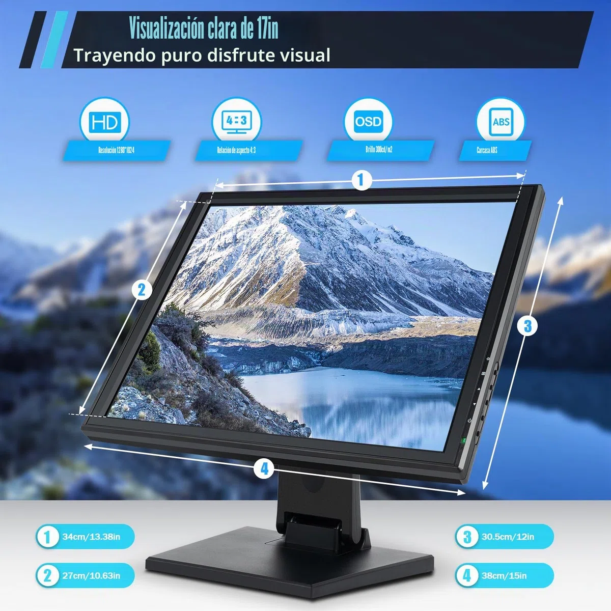 Pantalla táctil LCD, pantalla táctil de 17 pulgadas, pantalla táctil de registro de efectivo, monitor de efectivo para PC, POS, caja registradora, restaurante, bar, cafetería, alta