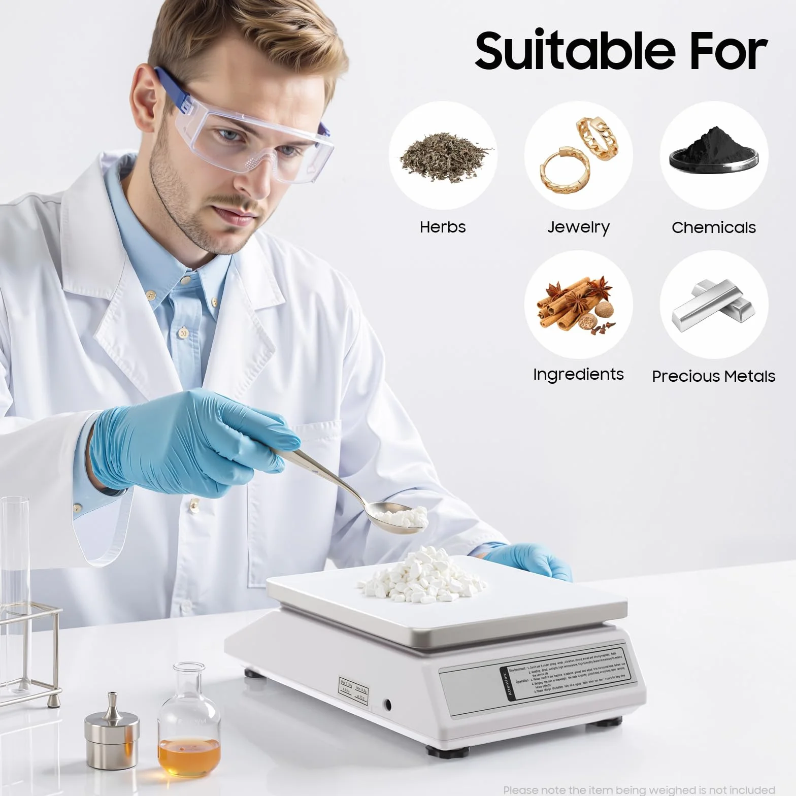 Báscula digital, báscula de precisión, báscula de oro, báscula fina de laboratorio, báscula de joyería, 7500 g/0,1 g, precisión de calibración digital, 26 x 18 x 6,4 cm