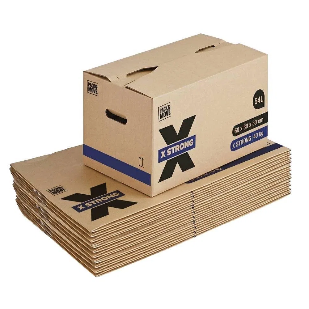 Pack and Move – Lote de 15 cajas de desplazamiento X Strong – 60 x 30 x 30 cm – Carga 40 kg – Extrema resistencia – Gran capacidad