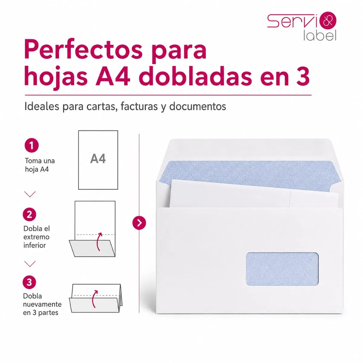 Pack 500 Sobres de Papel Blanco Americano 225x115mm | Con Ventana | Formato Profesional | Cierre Seguro | Para Cartas Facturas Documentos y Envíos de Oficina