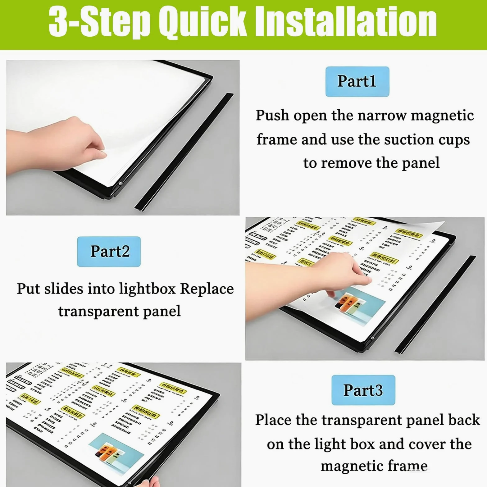 Pizarra de menú LED para restaurantes, pantalla digital con retroiluminación, letrero electrónico para cafeterías y tiendas, paquete de 3, ideal para paredes, 50 x 80 cm