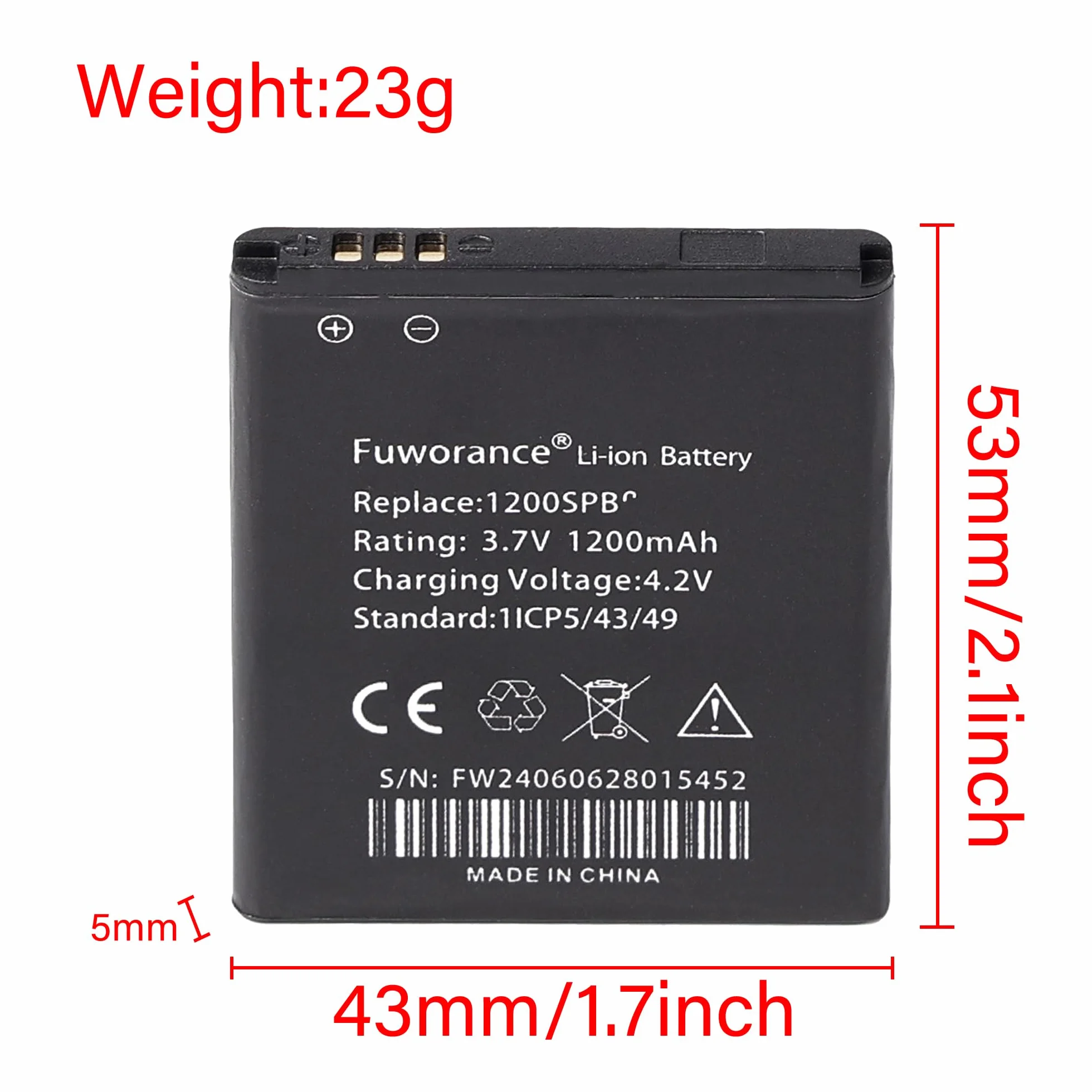 Batería compatible con Texas Instruments TI-84 CE, TI-84 Plus CE, TI-Nspire CX II Color, TI-Nspire CX II Cas, 3.7L1200SPB, P11P35-11-N01, 1200mAh/4.44Wh calculadora gráfica de batería