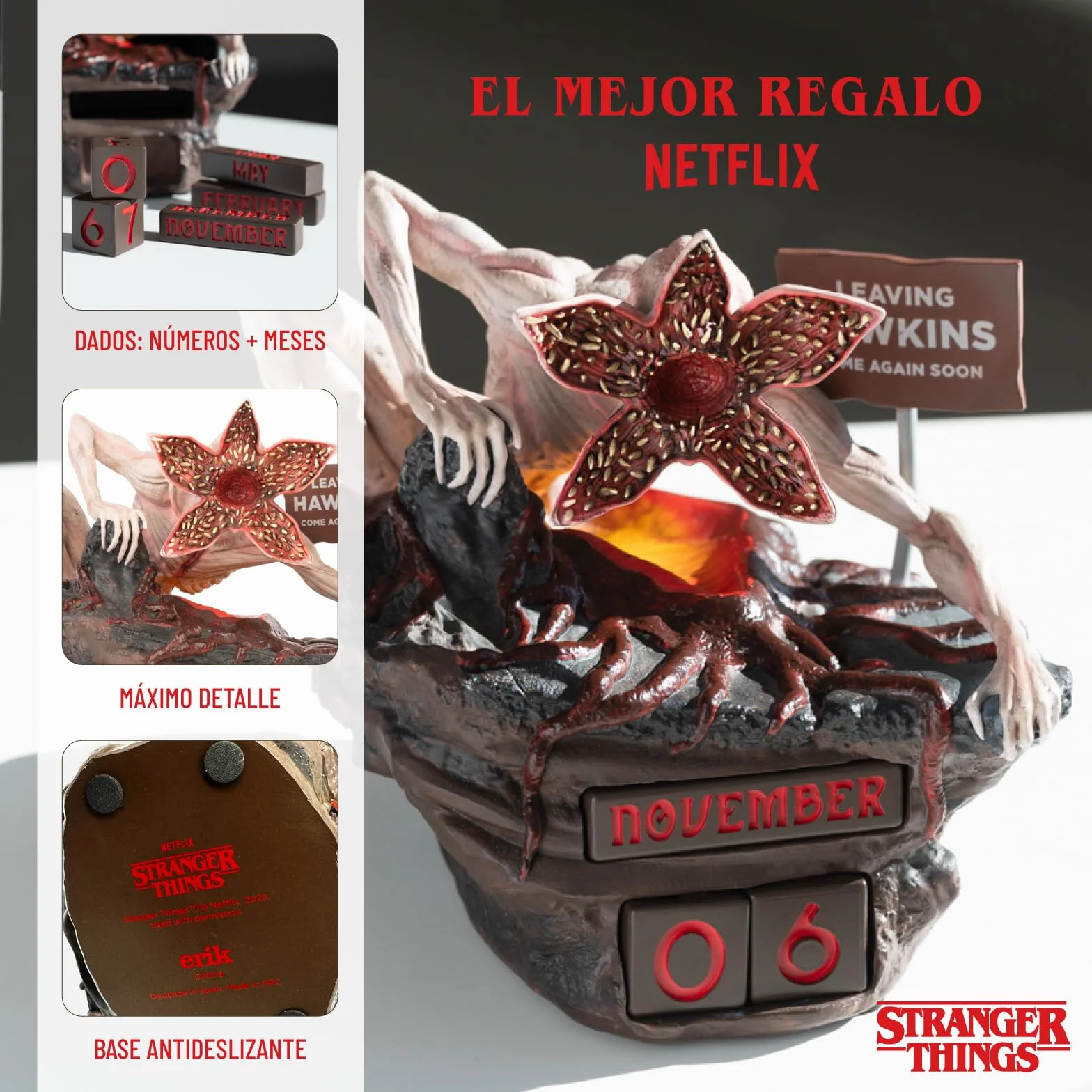 Calendario Stranger Things Officcial Merch | Calendario Adviento Stranger Things | Figura Demogorgon | ST Merchandising Oficial
