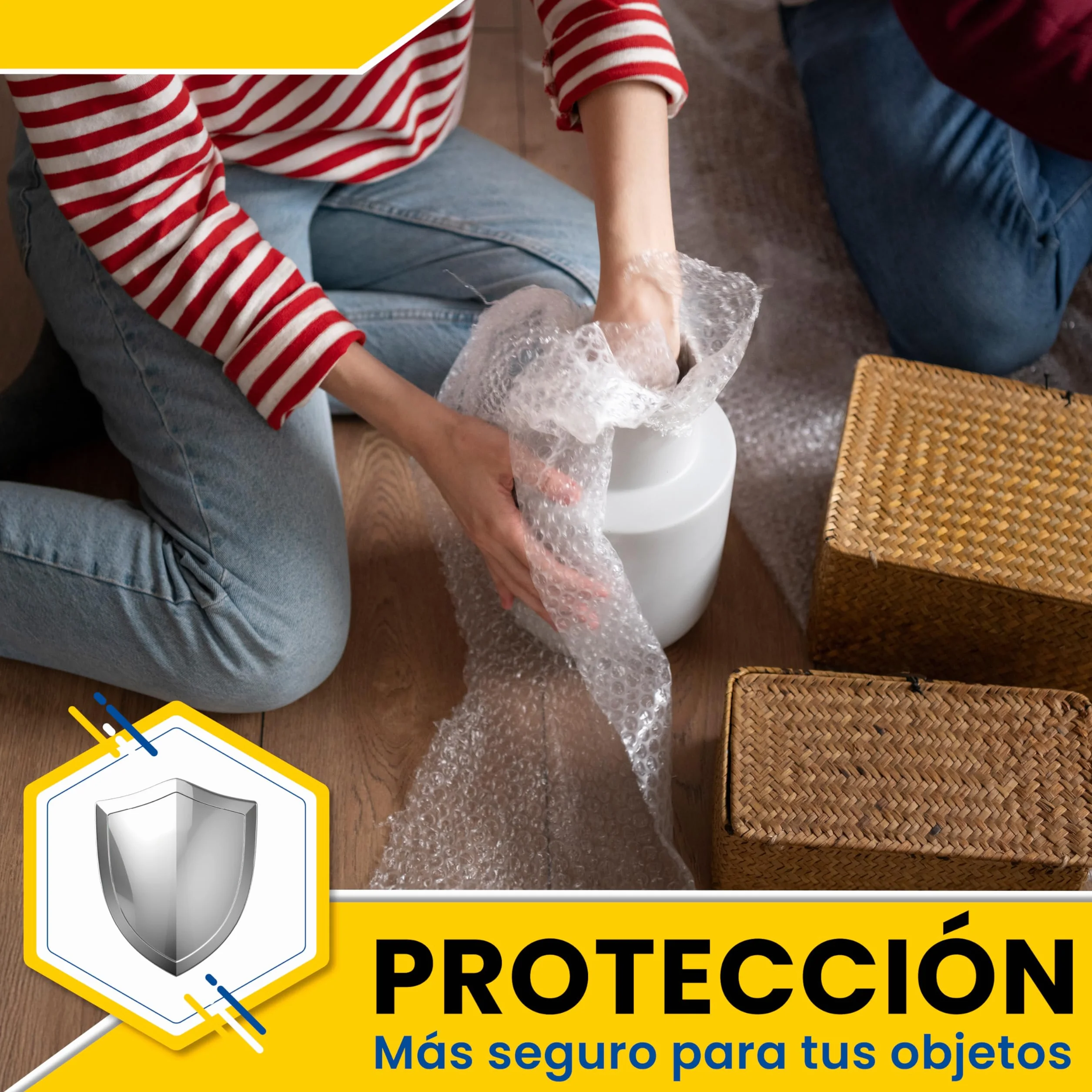 Rollo de Papel Burbuja 50cm x 100m Protección Mudanza Embalaje