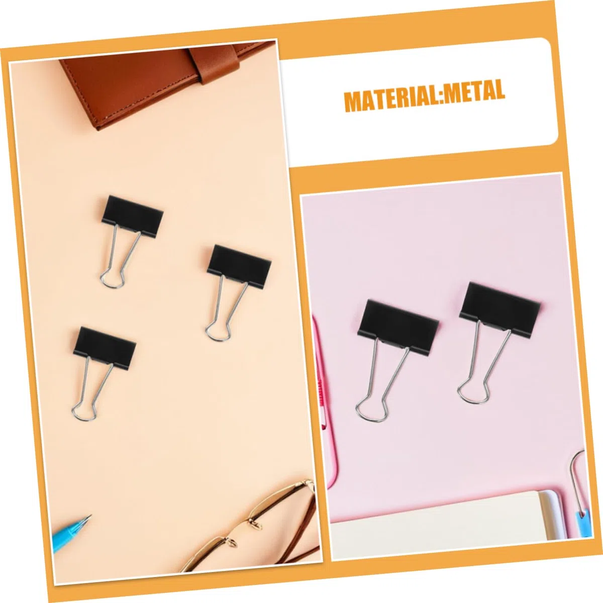 SEWACC 60 piezas Clips de Metal Negro para Oficina Sujeción Resistente Papeles Facturas Organizador Reutilizable
