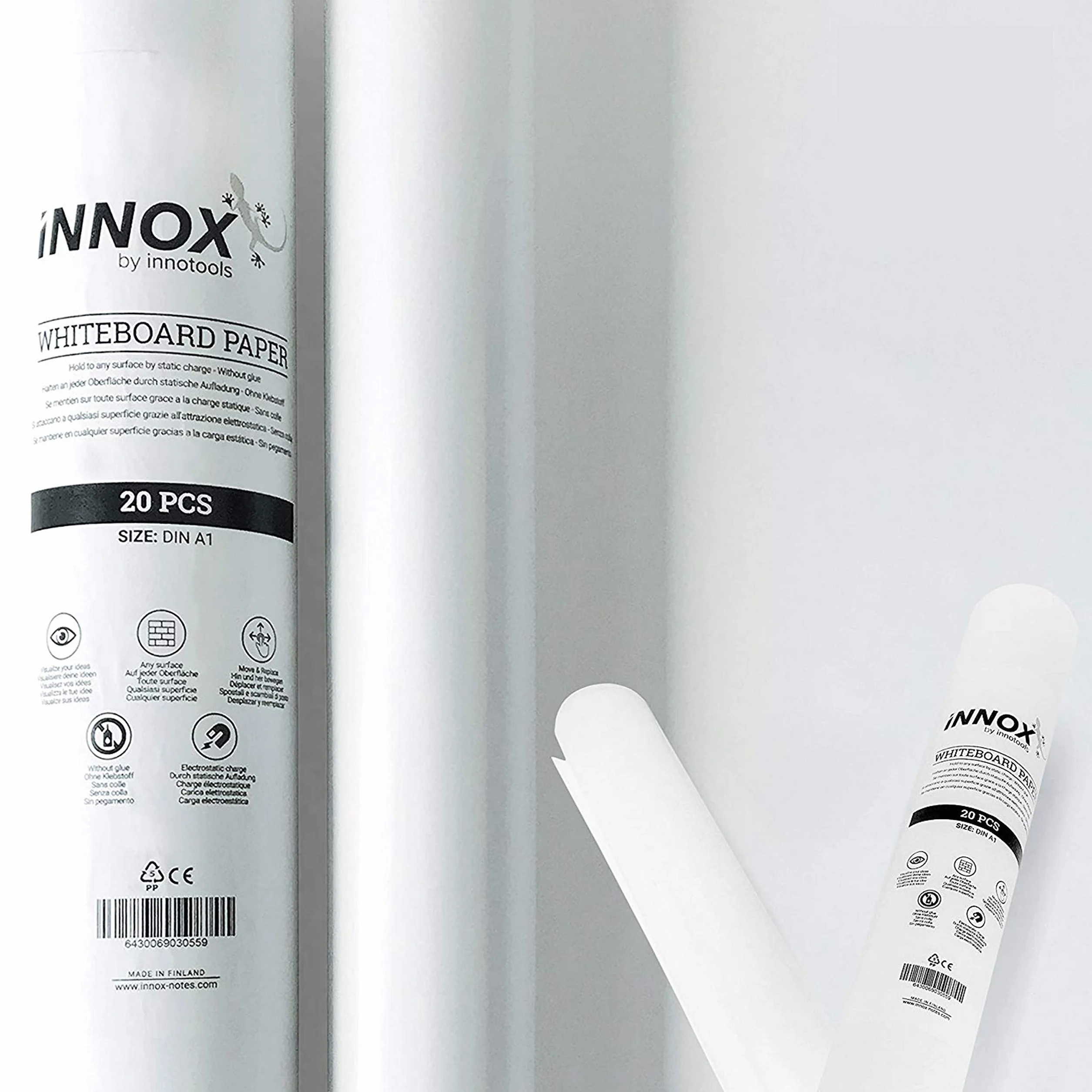 Innox Pizarras electrostáticas autoadhesivas Whiteboard DIN A1 Tubo 20 unidades