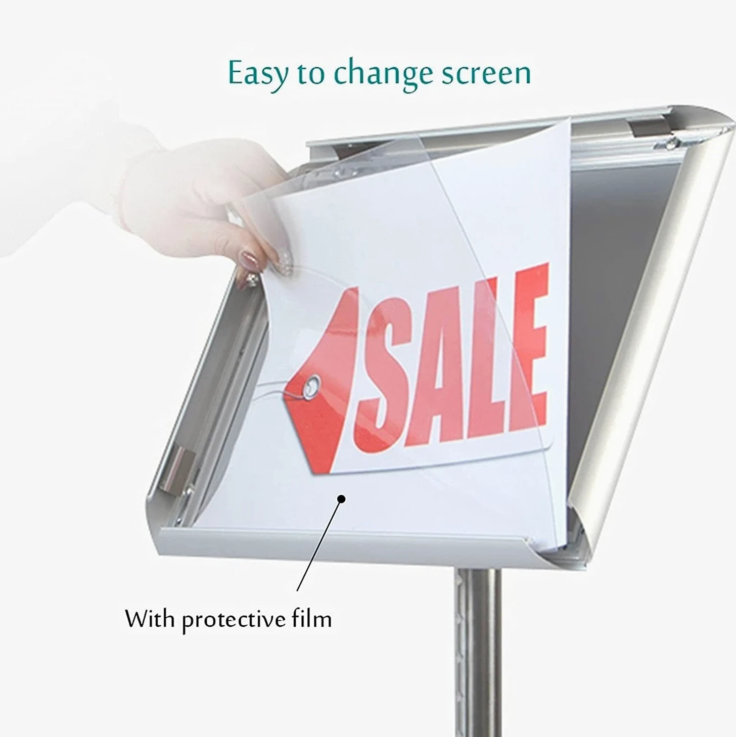 Soporte de Suelo para Carteles con Base, Soporte de Pedestal Resistente para Carteles publicitarios, Soporte para menús de Negocios para Colocar en el Suelo, Permite la visualiz, Black-A4