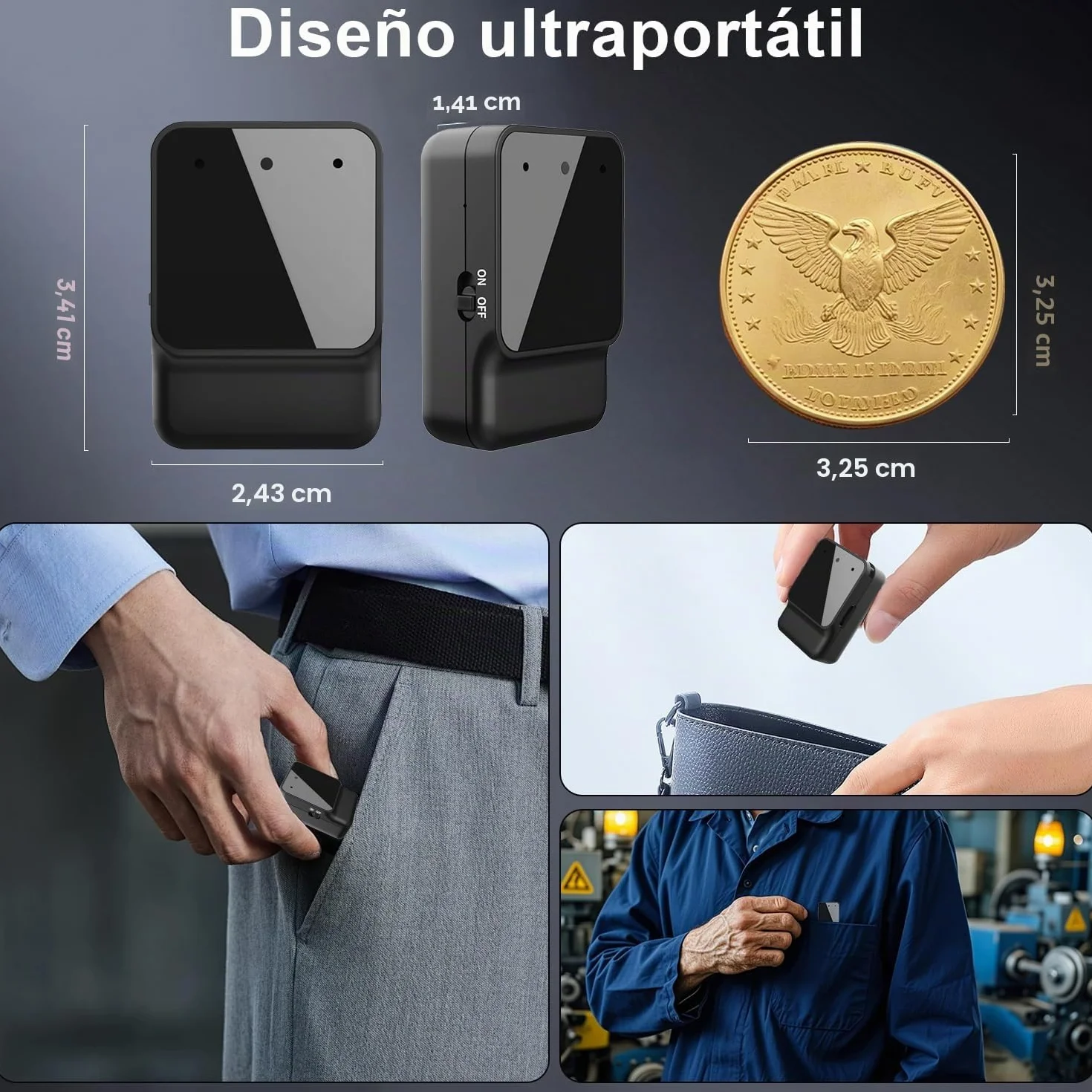 Mini Grabadora de Voz Portátil Magnética con Auriculares Reducción de Ruido