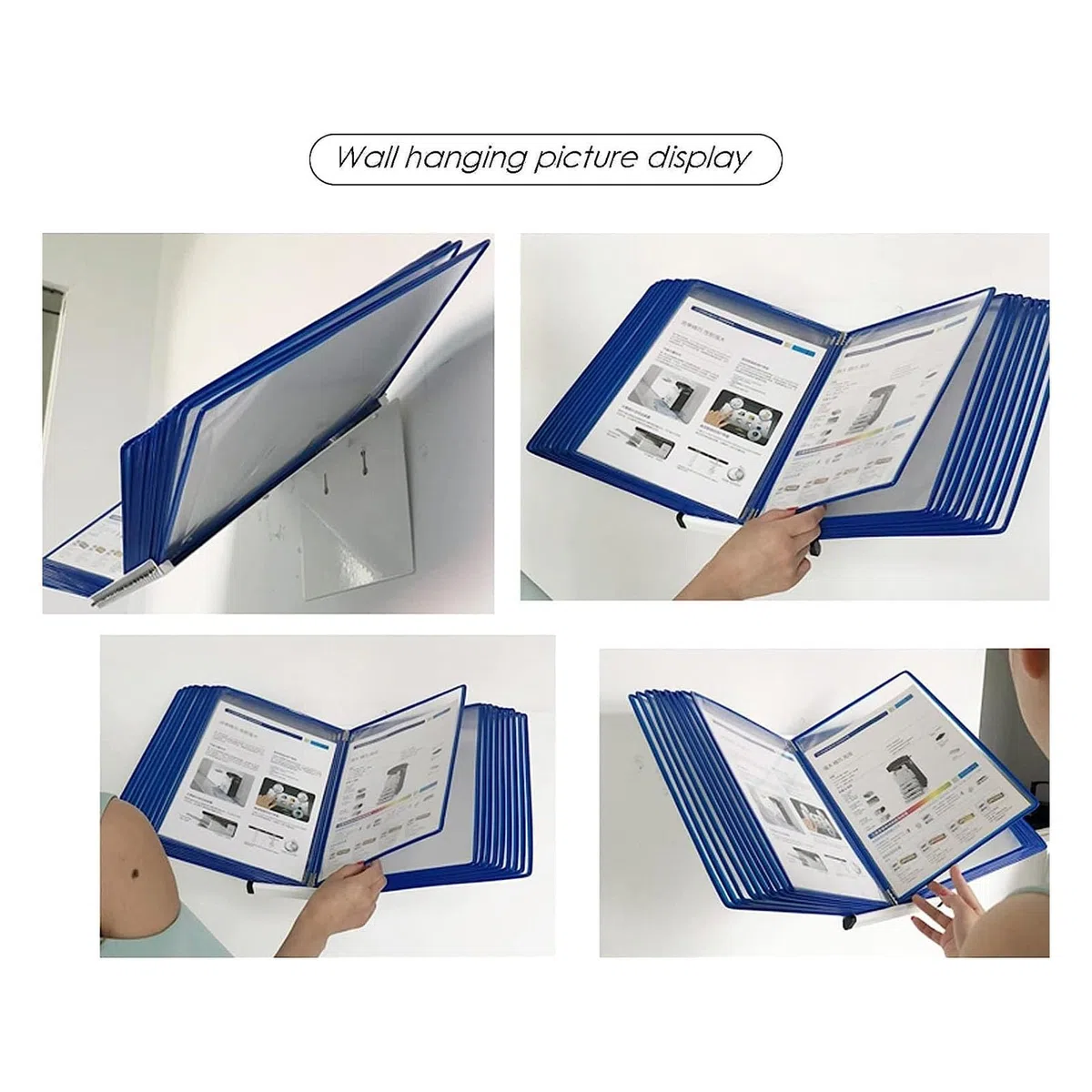 Sistema de consulta de escritorio – Organizador de consulta de pared, expositor para catálogos de PVC y metal, 30 páginas de formato carta, para oficina, taller, restaurante, gris