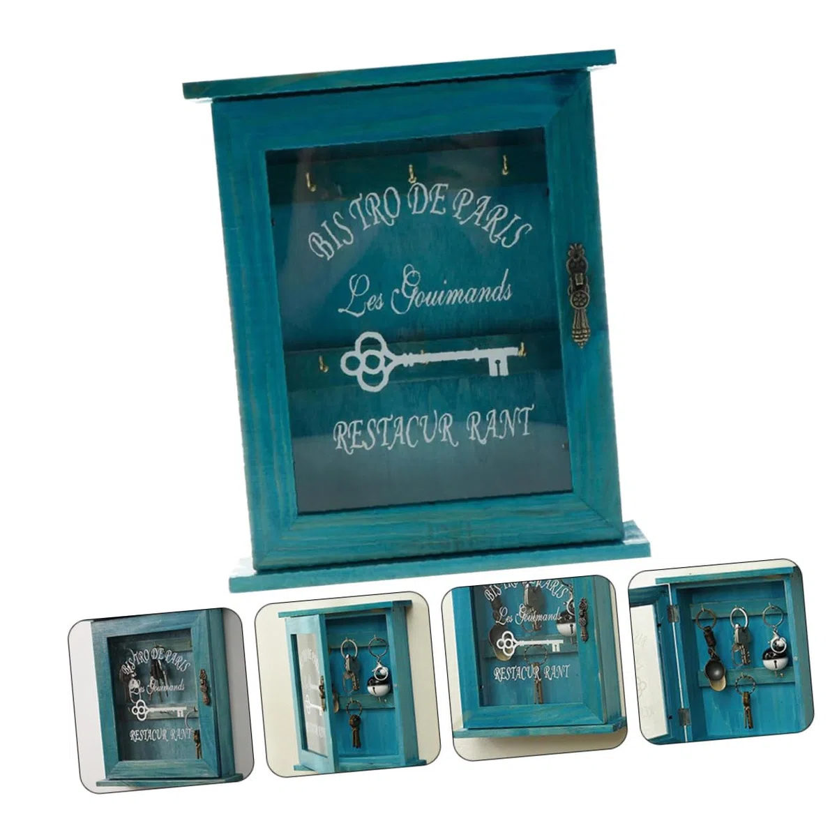 EXCEART 1 Caja Caja de Almacenamiento de Llaves Ganchos para gabinetes de Cocina Llavero rústico para Pared decoración compartimientos de almacenaje Adorno de la Puerta de Entrada Familiar