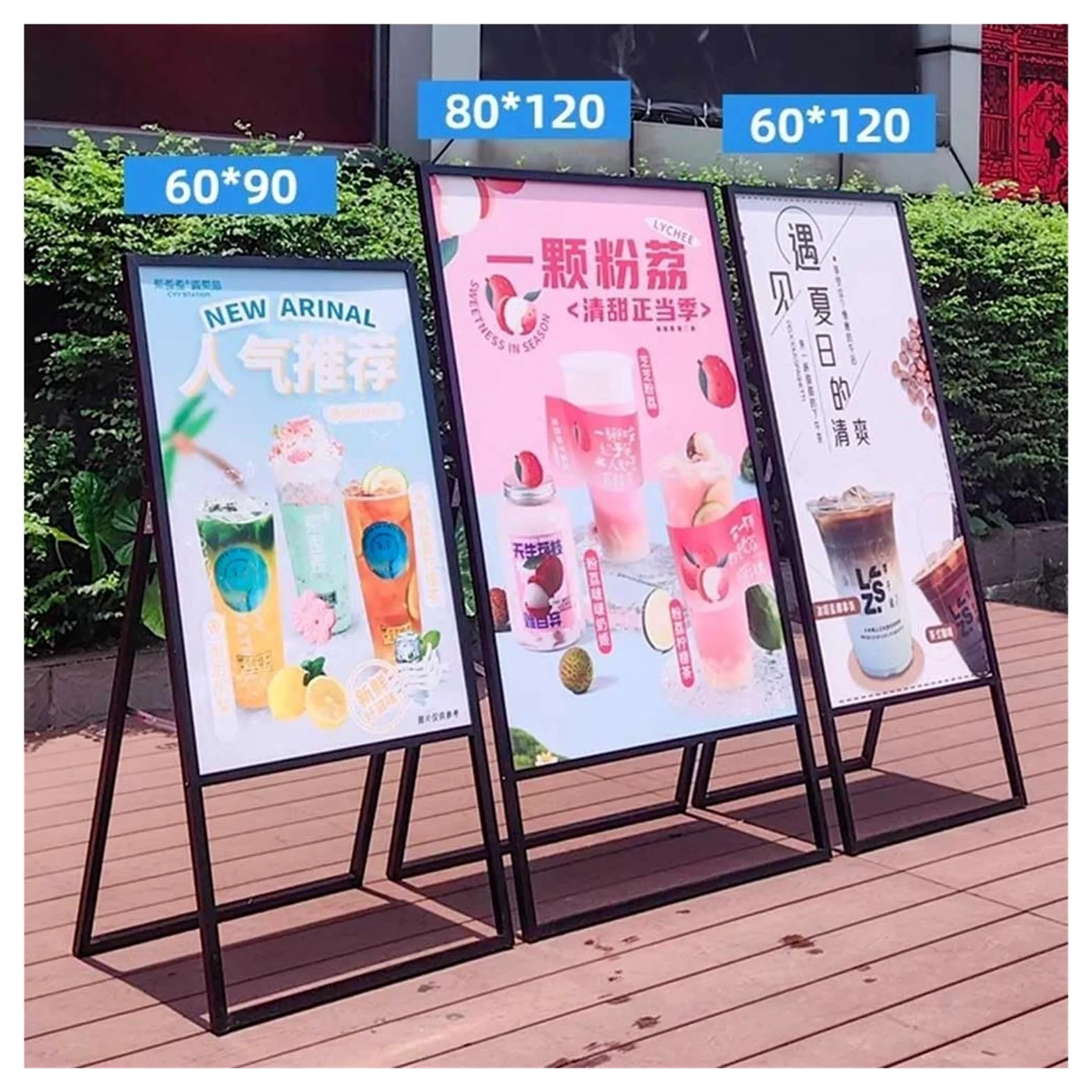 Letrero de marco resistente, tablero de sándwich, soporte para póster de acera, portátil, plegable, marco en A, para exhibición de carteles publicitarios (solo marco)