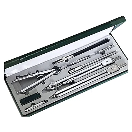 Geometry Kit de 9 piezas de instrumentos de dibujo, herramientas de brújula para ingeniería, construcción, diseño, dibujo de precisión