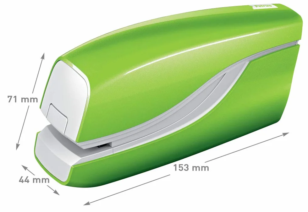 Petrus Grapadora petrus electrica e-310 wow verde metalizado capacidad 12 hojas usa grapa nº 10