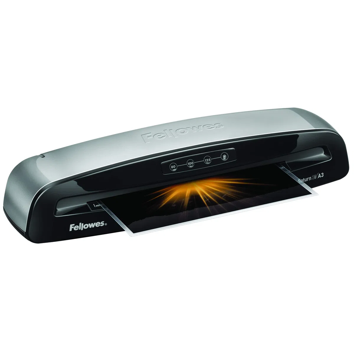 Fellowes Saturn 3i Set con plastificadora y 100 fundas de plastificar, A3 + 53061 Pack de 100 fundas para plastificar, brillo, formato A4, 80 micras