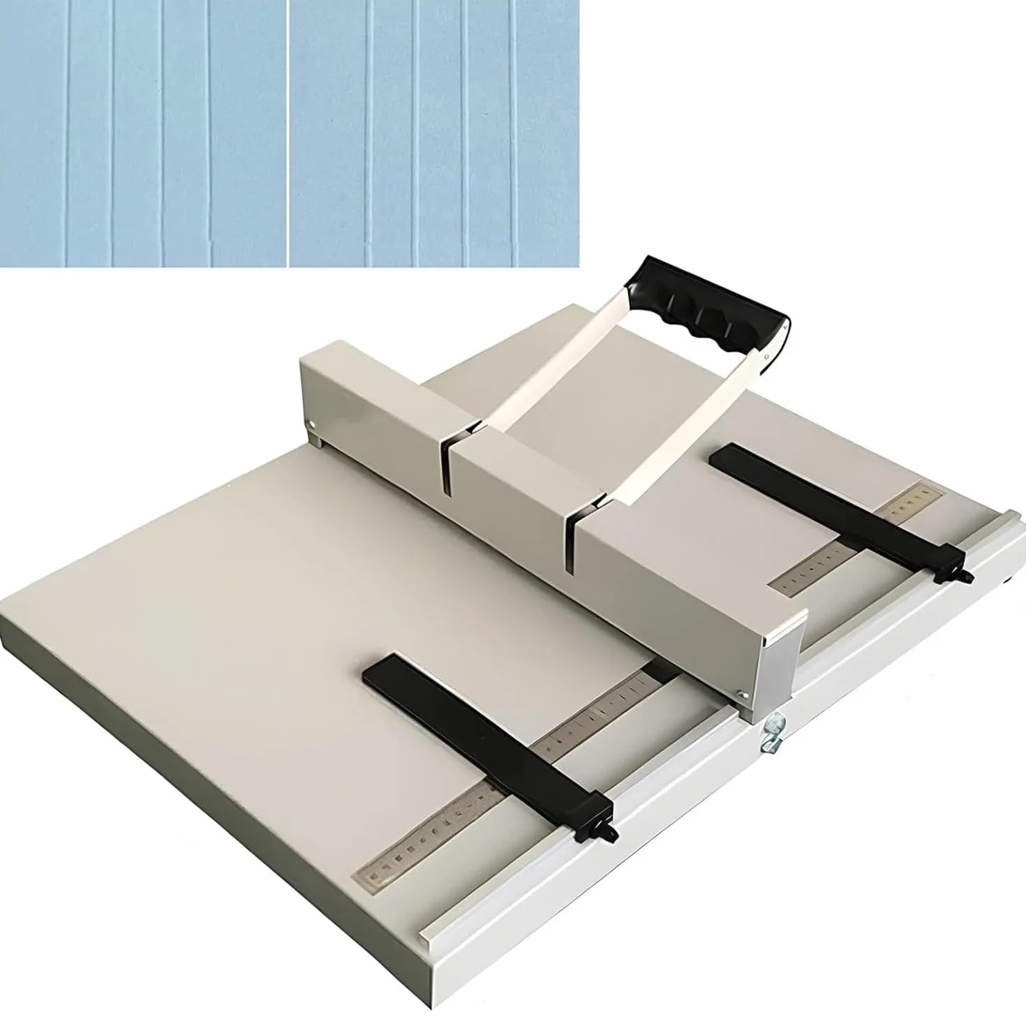 Máquina plegadora de papel A3, 350 mm/450 mm, manual, resistente, con 2 bloques ajustables y regla de posicionamiento métrica, for cubiertas de libros y tarjetas.(450mm)