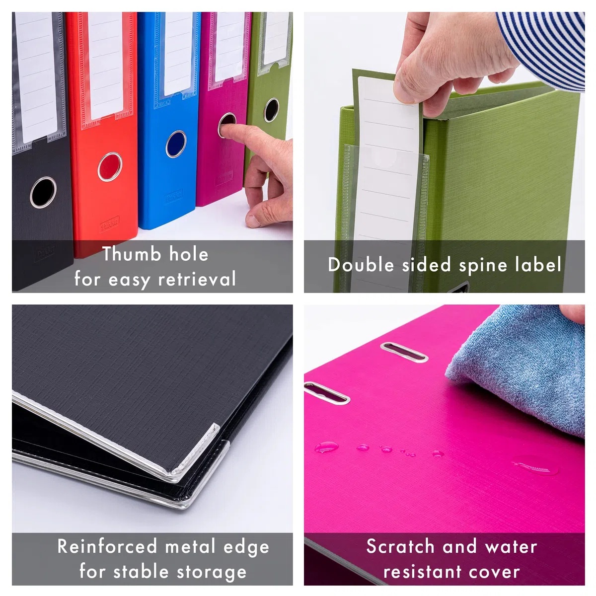 Pukka Pad, Archivador de palanca premium – Paquete de 5 carpetas de 2 anillas para el trabajo o la organización del papeleo en el hogar, 32 x 28 cm, color rojo
