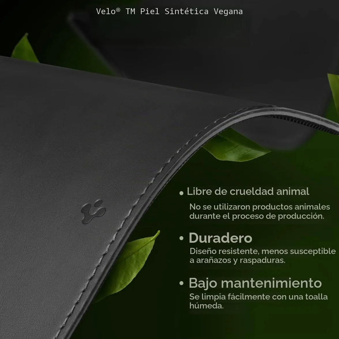Spigen Alfombrilla de Escritorio Velo Vegan PU Cuero con Soporte Magnético para Cables y Base de Goma Antideslizante - Negro