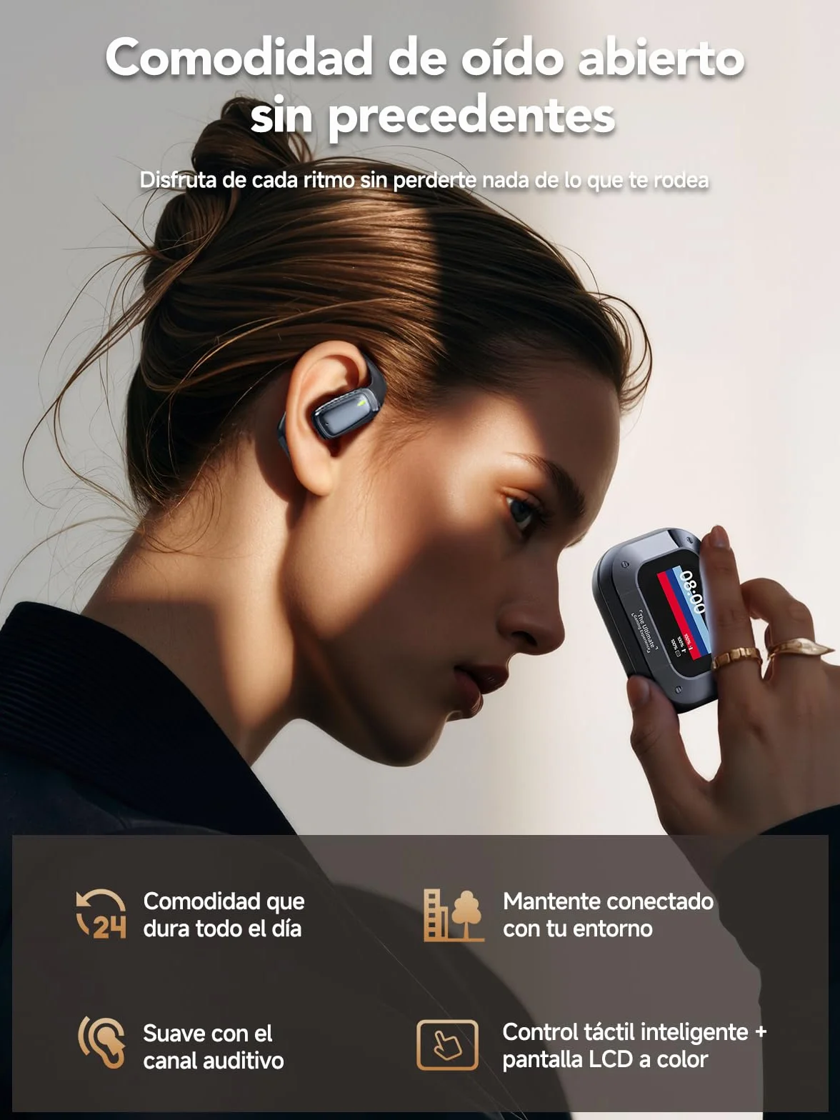 [2026 Nuev] NE25 AI Auriculares Traductor en Tiempo Real con Pantalla LCD, 134 Idiomas y 8 Modos de Traducción, 3 in 1 AI Auriculares Traductor, Bluetooth 5.4 con ENC y App con para Viajes/Negocios