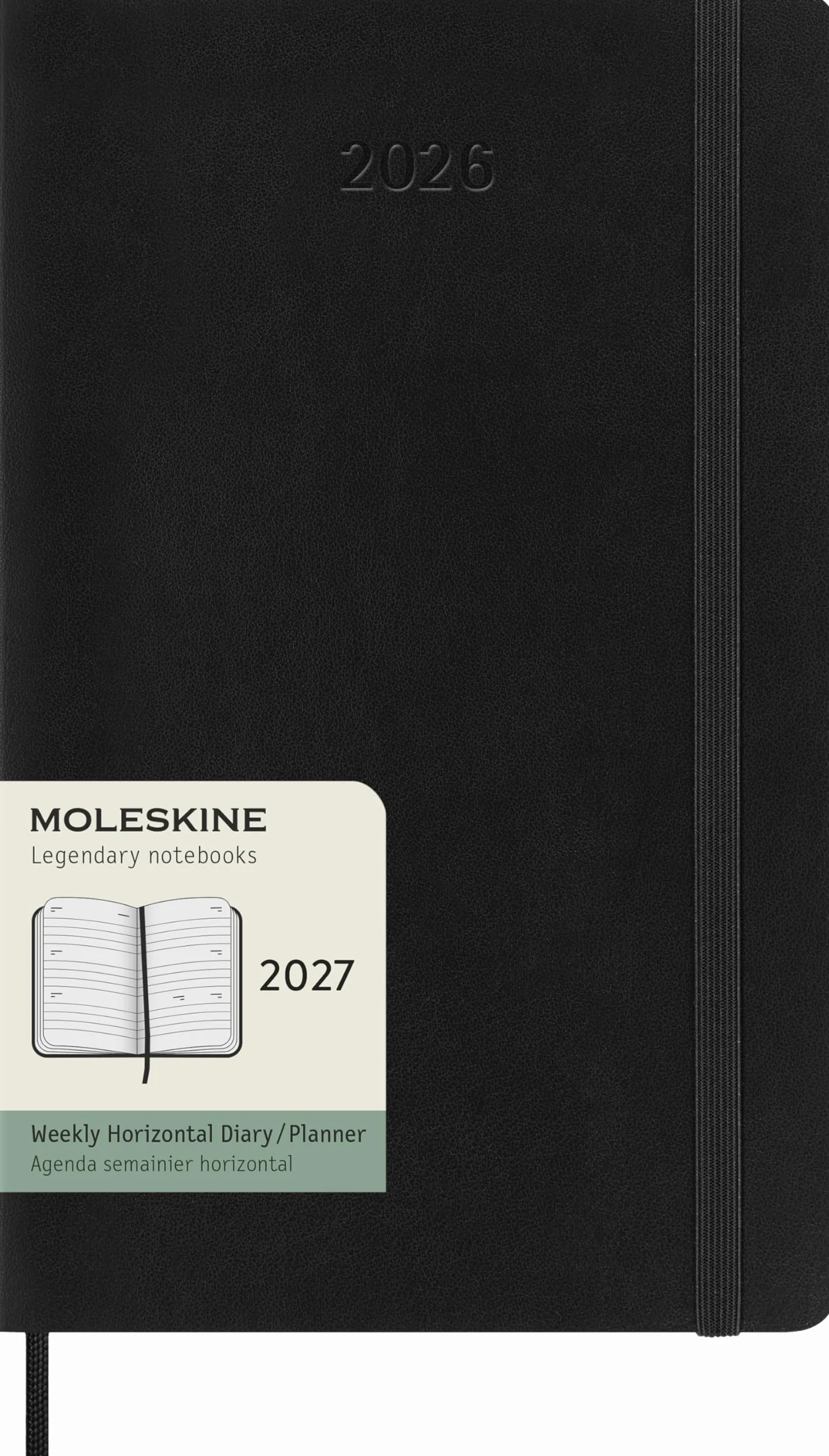 Moleskine Agenda Semanal 2027, 12 Meses Vista Horizontal, Tapa Blanda, Cierre Elástico, Formato L 13x21 cm, Negro