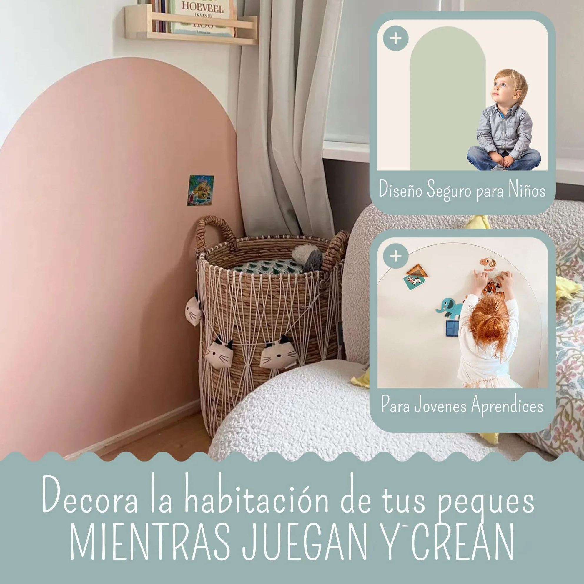 Pizarra Magnética Infantil Adhesiva Arco Color Tizas 120x60 cm