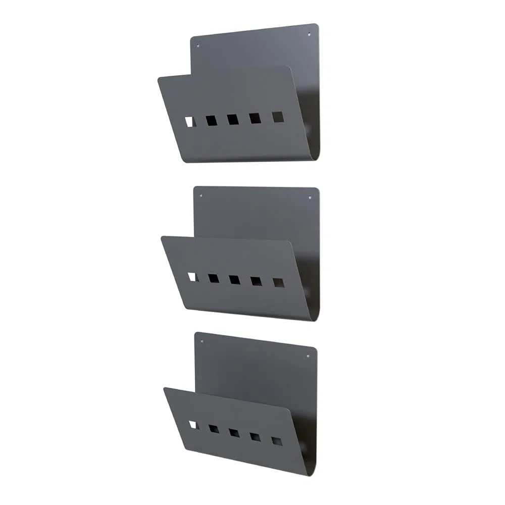 Rocada - Revistero de Pared, Organizador de Revistas o Documentos, Pack de 3, Revistero de Metal, Medidas 27 x 30 x 13 cm