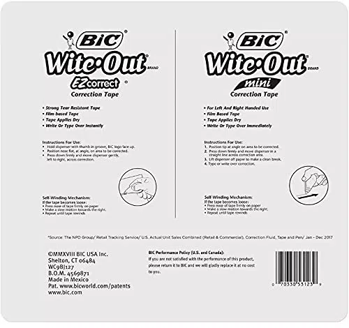 BIC Wite-Out EZ Correct Correction Tape, 7 ct. + 1 Bonus BIC Wite-Out Mini Correction Tape