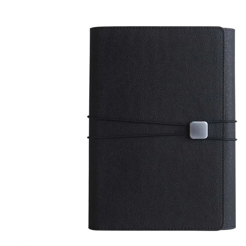 A5 Cuaderno creativo de hojas sueltas Bloc de notas multifunción Cuenta de mano de negocios Estuche de cuero Cubierta protectora para portátil,Black,1pcs