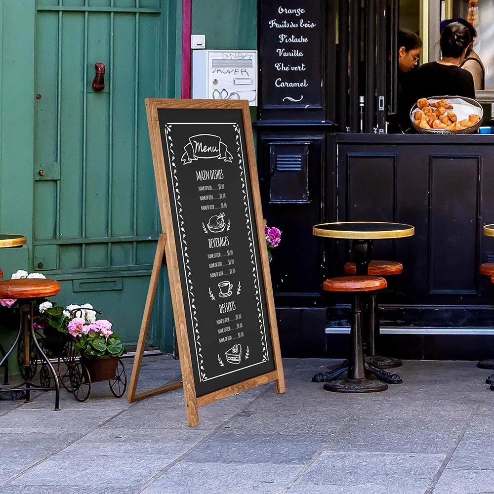 cabde madera vintage para clientes Escaparate de madera | Escaparate publicitario con carteles de madera maciza de haya certificada | Superficie de escritura 44 x 102 cm