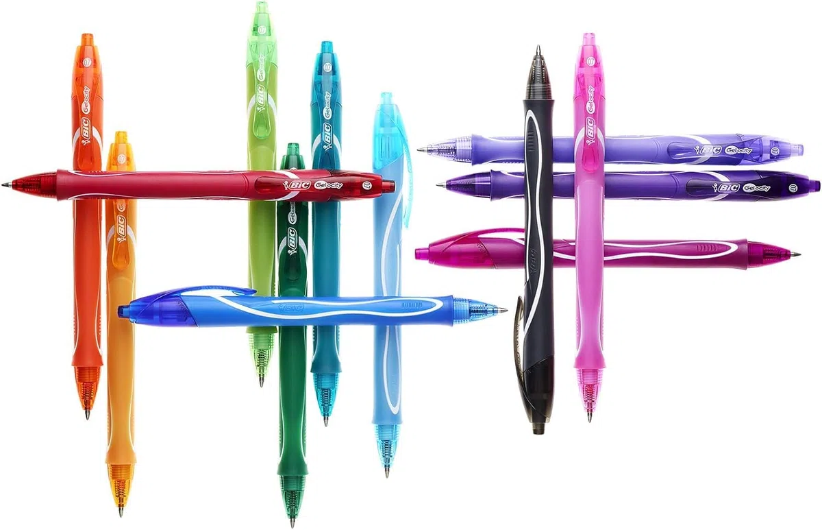 BIC Gel-ocity Quick Dry Bolígrafos Tinta en Gel Punta Media (0,7 mm) - Rojo, Caja de 12 Unidades - Bolígrafo retráctil con tinta de secado ultrarrápido (Paquete de 3)