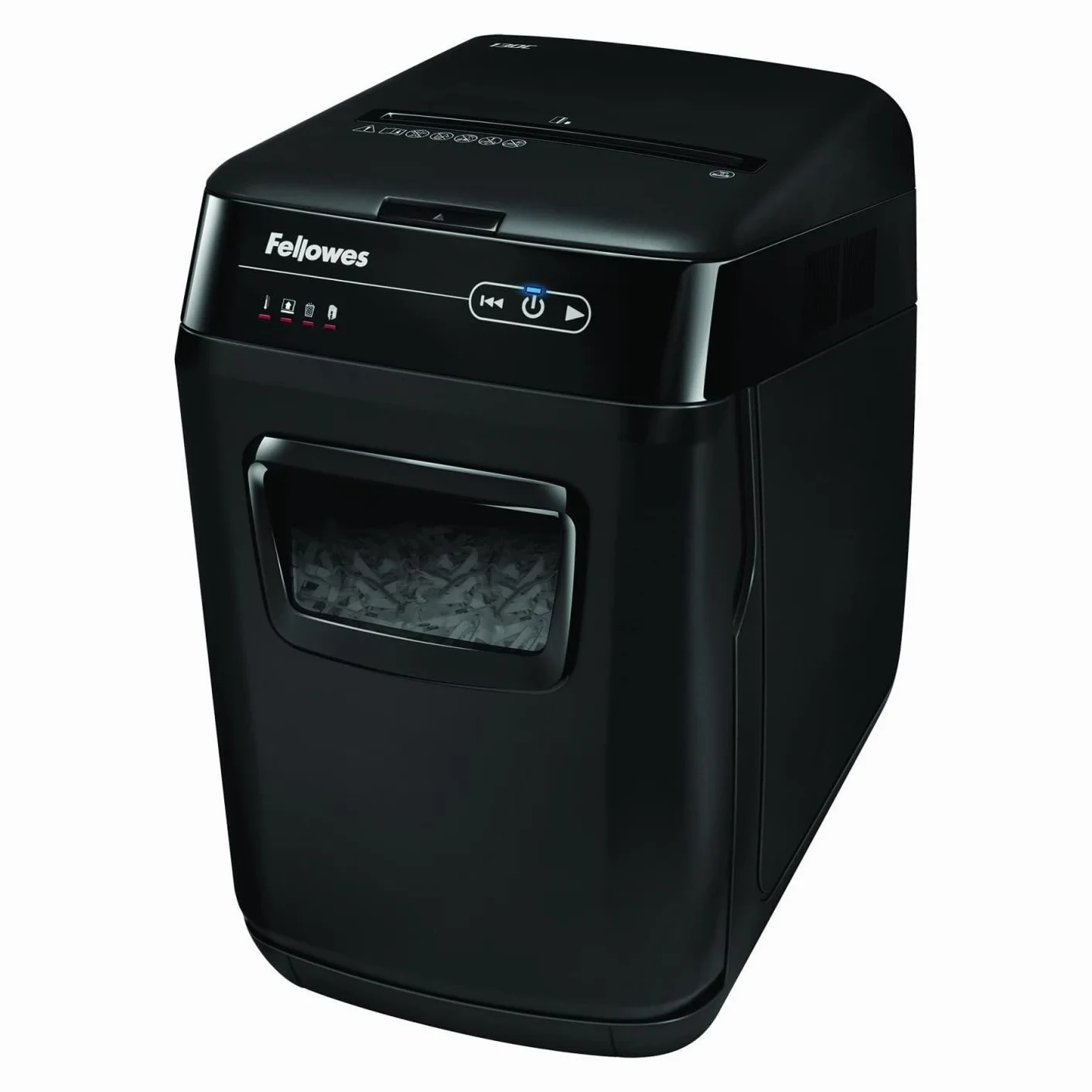 Fellowes AutoMax 150C - Trituradora de Papel híbrida, Corte en partículas (DIN-P4), destruye 150 Hojas de Manera automática y 8 manualmente, trituradora de Papel para Oficina, Papelera 32L, Negra