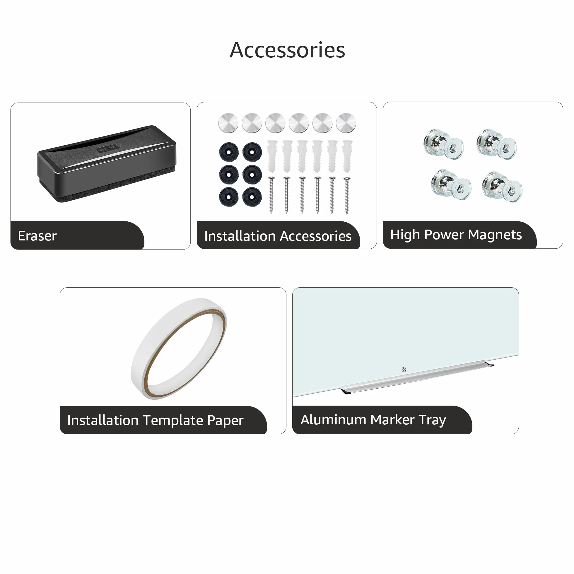 Amazon Basics Pizarra de borrado en seco de vidrio, magnética, 244 x 122 cm, Blanca
