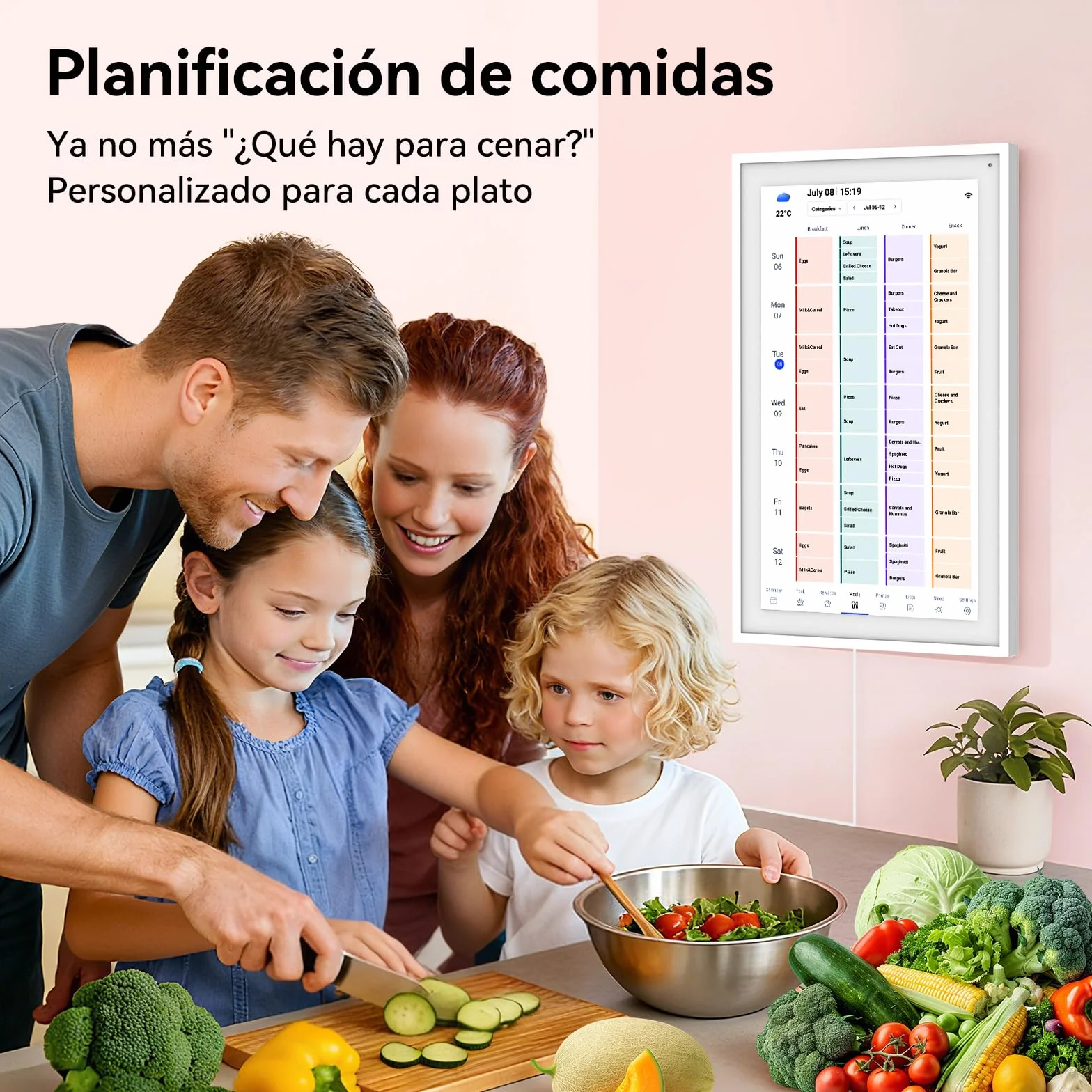 TABWEE Calendario Digital 15,6" - Calendario Electrónico para Organizador Familiar, Tabla de Tareas, Planificador de Comidas, Sistema de Recompensas (Marco de Fotos Digital)