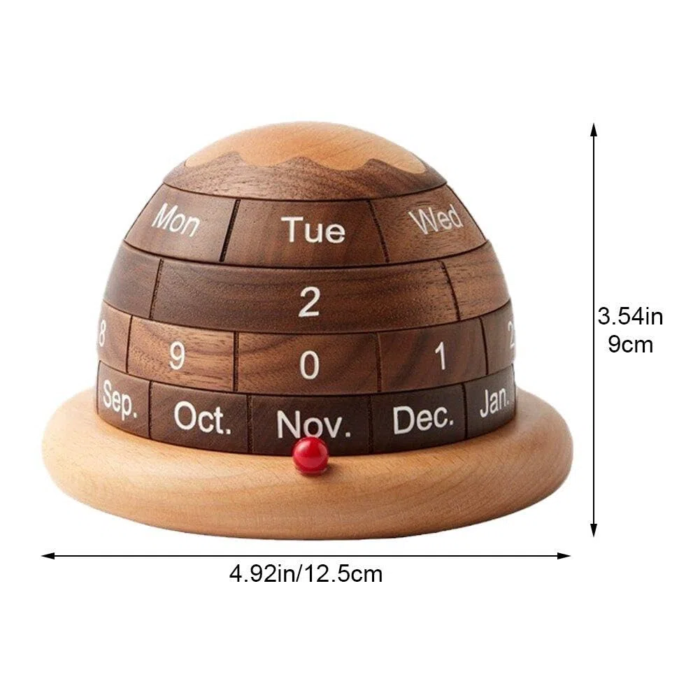 Sanfly Calendario Perpetuo De Escritorio De Madera, Calendario De Escritorio Giratorio En Forma De Planeta, Calendario Diario De Bloques De Madera Calendario Decorativo
