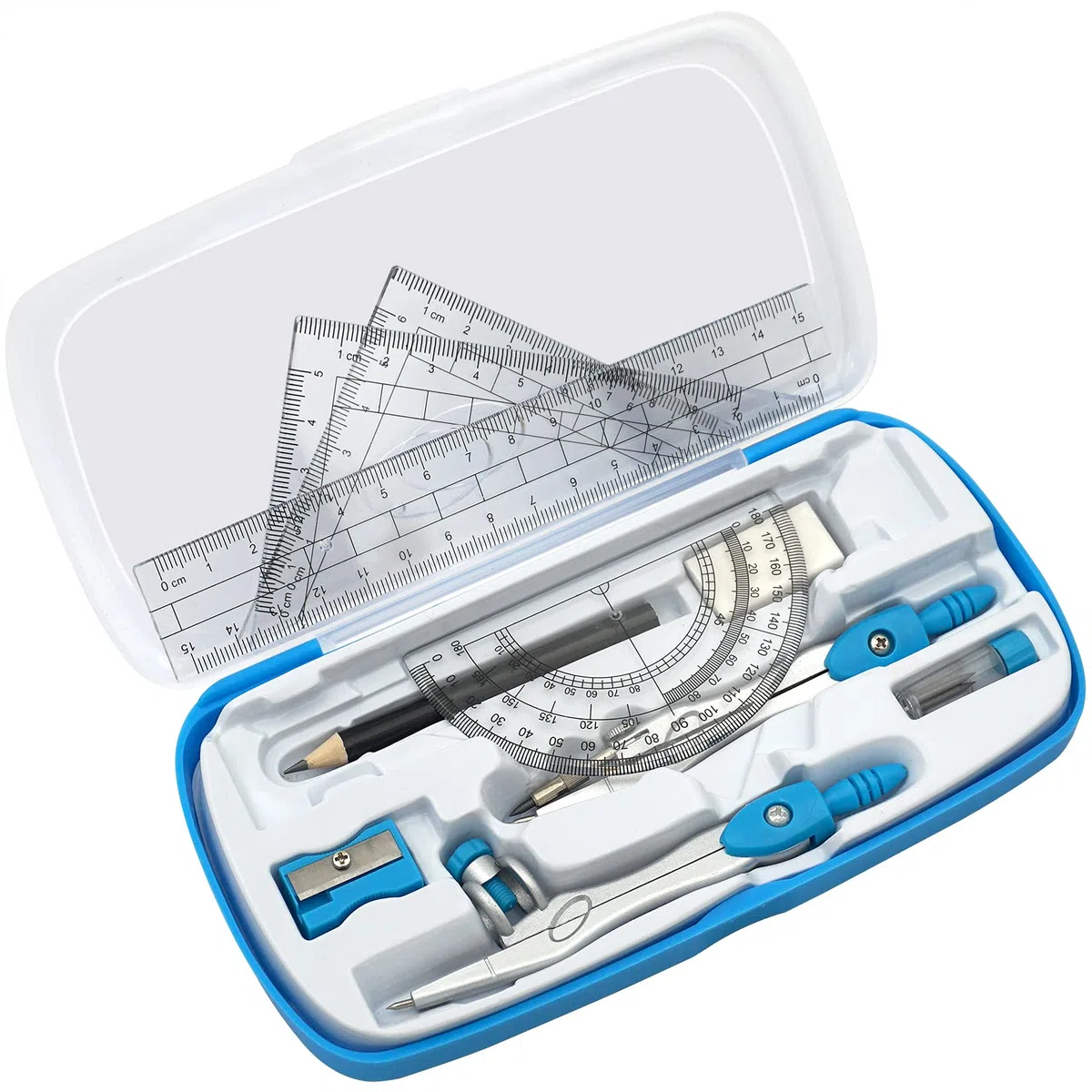 Akuoly Set de Geometría Compases Matemáticas para estudiantes con transportador Math Geometry Kit