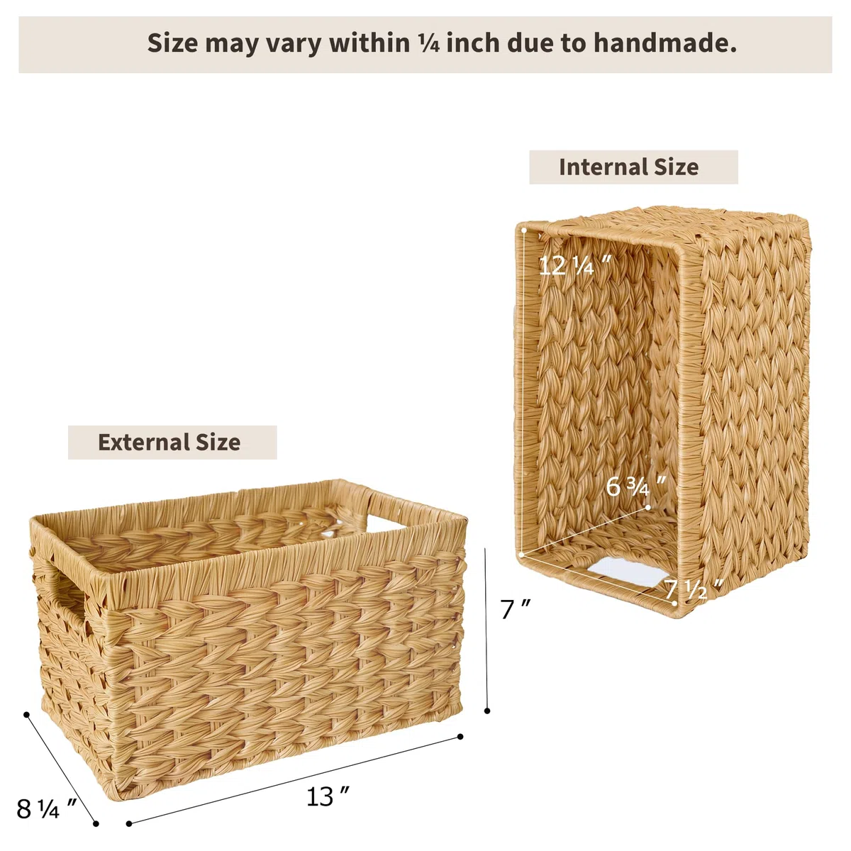 GRANNY SAYS Cestas de almacenamiento de mimbre, cestas tejidas para estantes, cestas de baño impermeables para organizar, cestas de mimbre con asas, naturaleza, paquete de 2