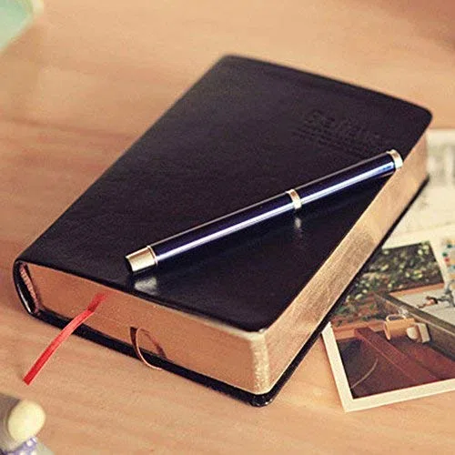 YHNNH， Diarios de estudio DaiBible Cuaderno de bocetos Libro de recuerdos Registros de vida Lo mejor for dos años de escritura Grueso 640 páginas en blanco A5 Piel sintética suave(Gold Edge)