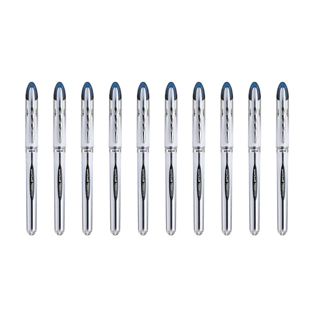 UNI-BALL - Uni Mitsubishi Pencil - 10 bolígrafos Uni-Ball Vision Elite UB200 - Airplane Safe - Bolígrafo de tinta líquida - Punta de 0,8 mm - Escritura media - Bolígrafo azul