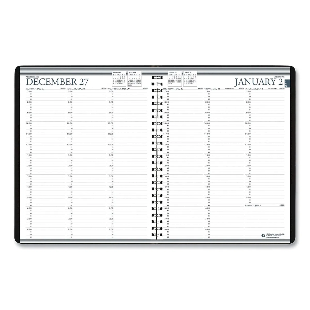House of Doolittle Planificador semanal profesional de dos años 2024-2025, negro, 8.5 x 11 pulgadas, enero a diciembre (HOD272002-24)