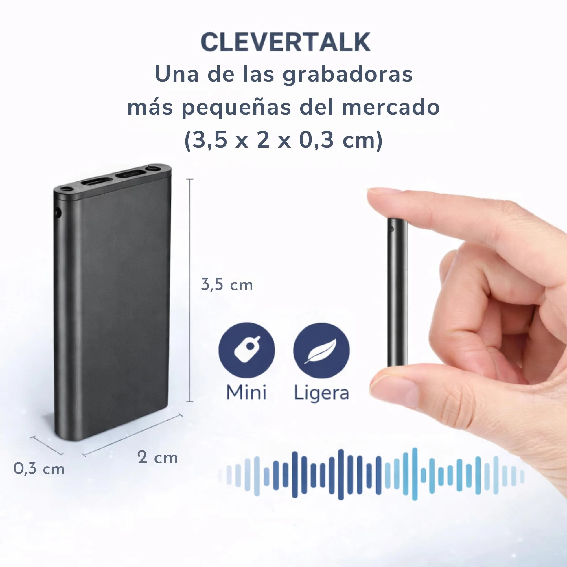 CleverTalk Q1 Grabadora de Voz con IA 64GB Audio HD USB-C