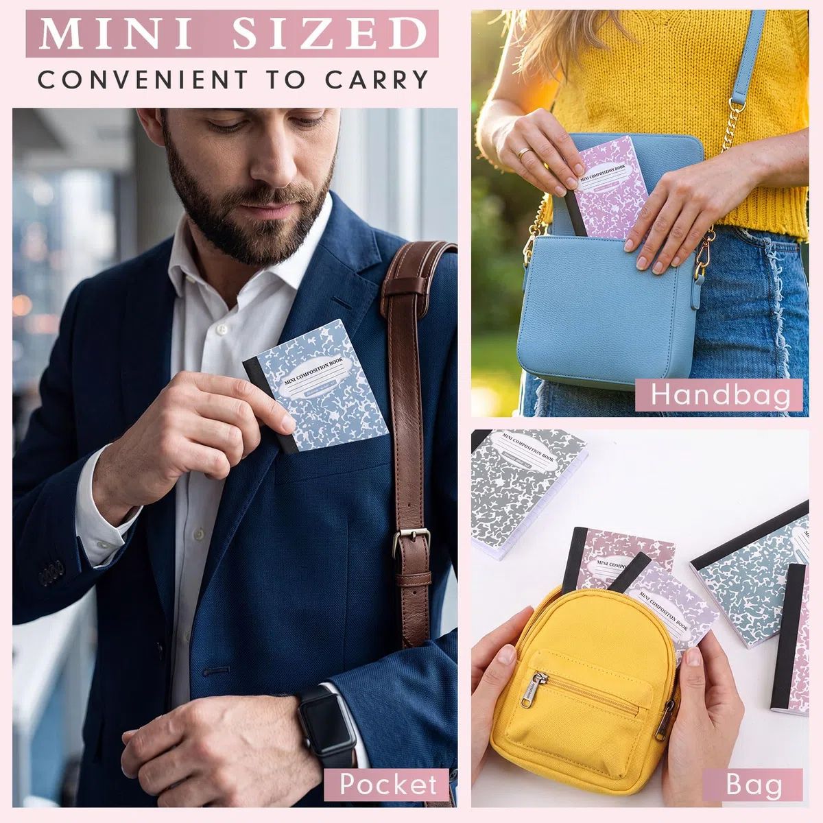 Colarr Paquete de 48 mini cuadernos de composición, cubiertas de mármol surtidas de 4.5 x 3.25 pulgadas, mini cuadernos de bolsillo con rayas estrechas para escuela, oficina, 120 páginas (60 hojas