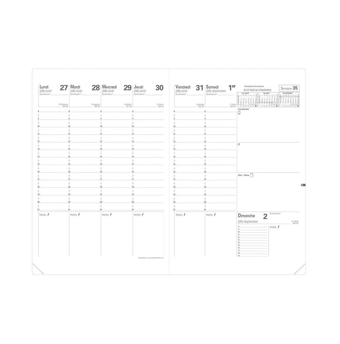 Quo Vadis – 1 Agenda semanal Planning SD – Manta club azul marino – Dimensiones: 18 x 24 cm – Septiembre 2024 – Diciembre 2025