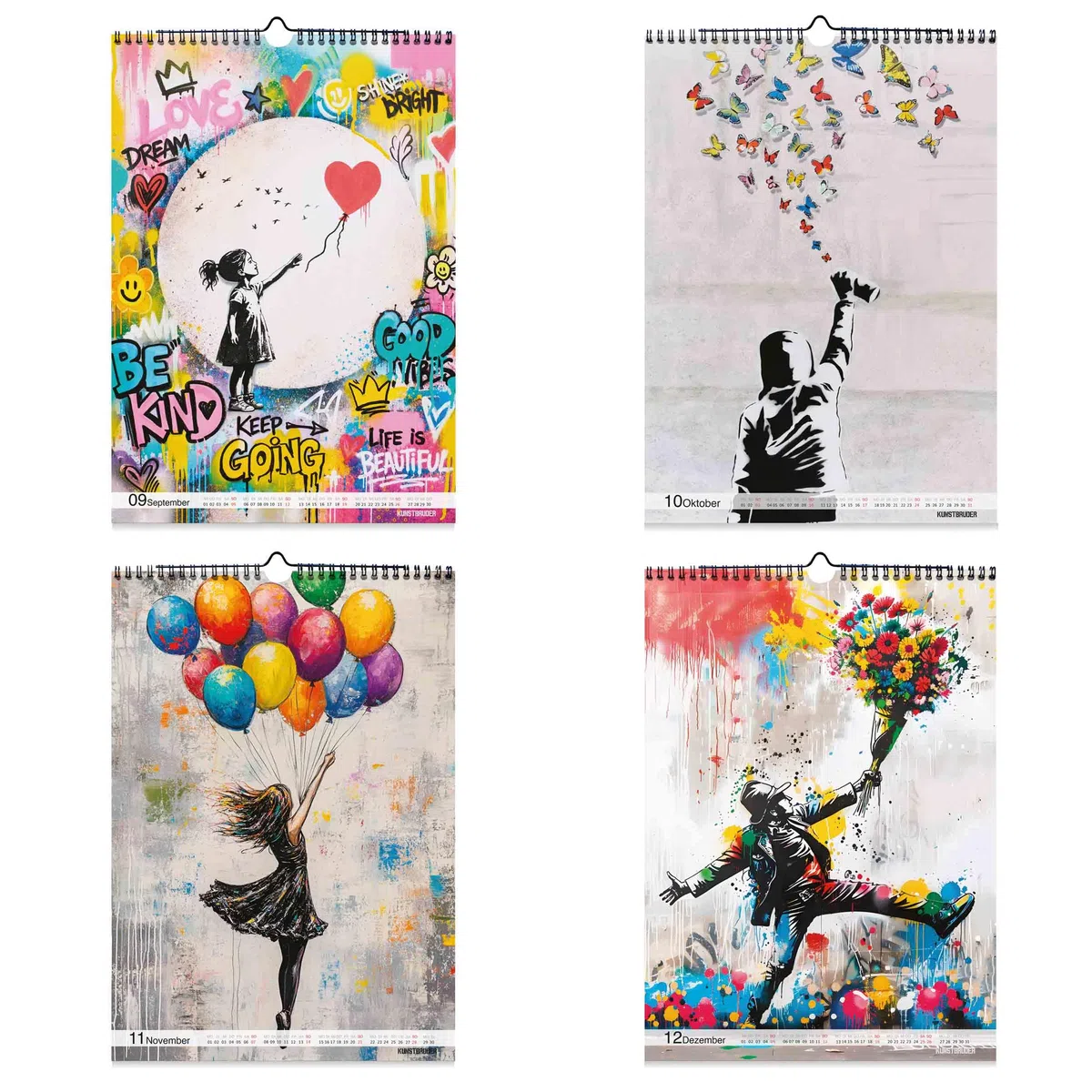 Banksy Calendario 2026 A2 de borde alto, calendario de pared en formato XXL con las imágenes más bellas de arte callejero, calendario anual Banksys Graffiti, salón, oficina, 2026 (arte callejero)